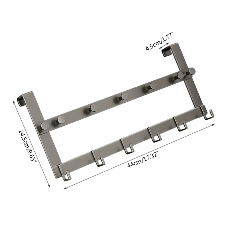 Over the Door Hook Space Aluminum Door Hanger with 13 Coat Hooks for Hanging Towel Bag Key Heavy Duty Bathroom Organizer