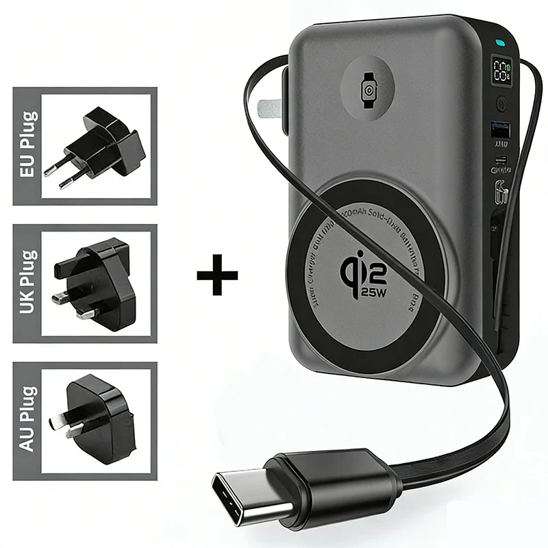 65W GaN USB-C Wandladegerät Powerbank 10000mAh Qi2.2 25W magnetisches kabelloses Schnellladegerät für iPhone 17 16 iWatch Laptop Powerbank_voghion.com