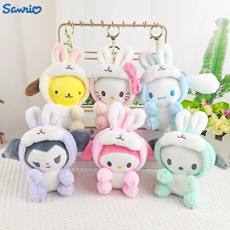 

Sanrio Cartoon Fragrance Plush Pendant Kuromi Rabbit Crossdressing School Bag Pendant With Machine Clamping Doll Doll Keychain