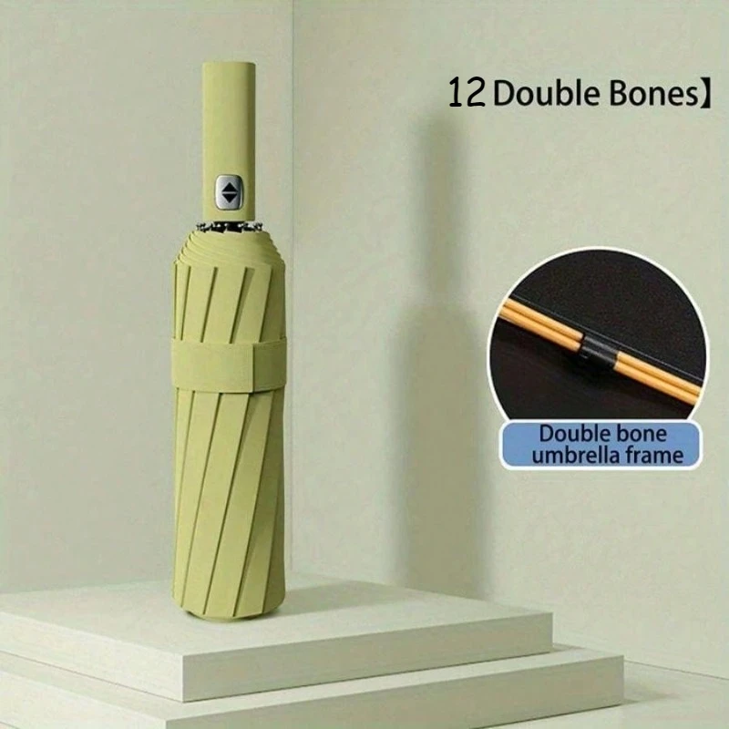 12-Rib Auto Open/Close Umbrella with Valentine Heart Print - Windproof  Compact Design for  School / Office / Travel,