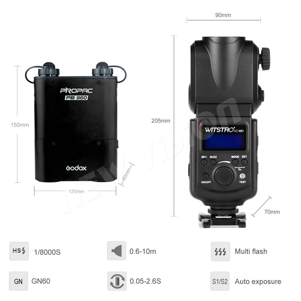 Godox Witstro AD-180 180W GN60 External Portable Flash Light Godox Witstro AD-180 180W GN60 External Portable Flash Light