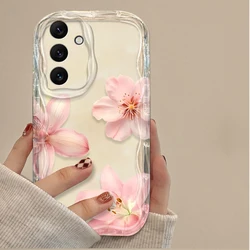 Vintage Pink Lily Flower Wave Phone Case - Galaxy A10 (Clear - 8)
