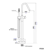 Freestanding Bathtub Faucet with Hand Shower 2