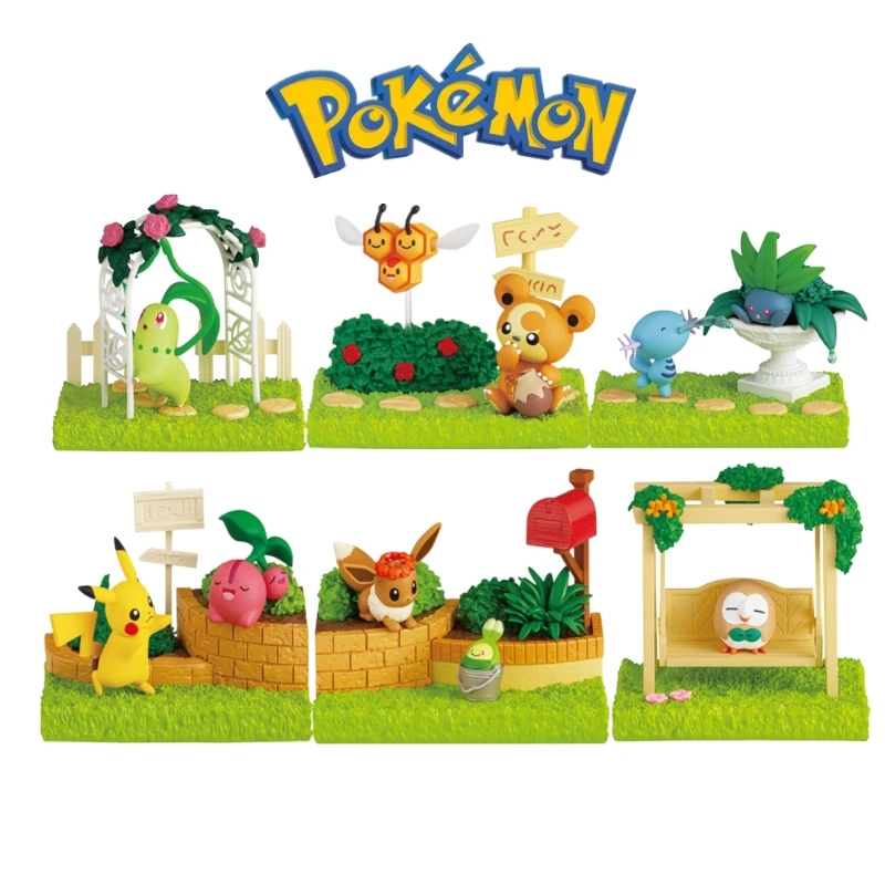 Оригинальная коллекция серии Pokemon Garden Eevee теддиуса Chikorita, модель, фигурка, милый декор комнаты, куклы Kawali, игрушки