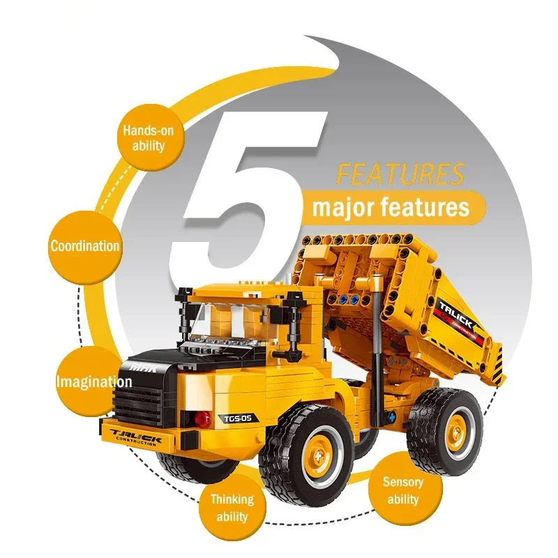 City technical MOC WheelLoader Car Heavy Mining Truck Crane Building Blocks DIY Engineering Excavator Bricks Toy For Children 4