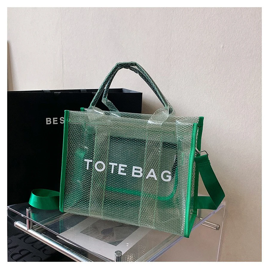 thumbnail image 1 of Bolso de mano transparente de PVC de alta capacidad para mujer, bolsa de mano tipo gelatina, bandolera de un solo hombro, 1 of 5