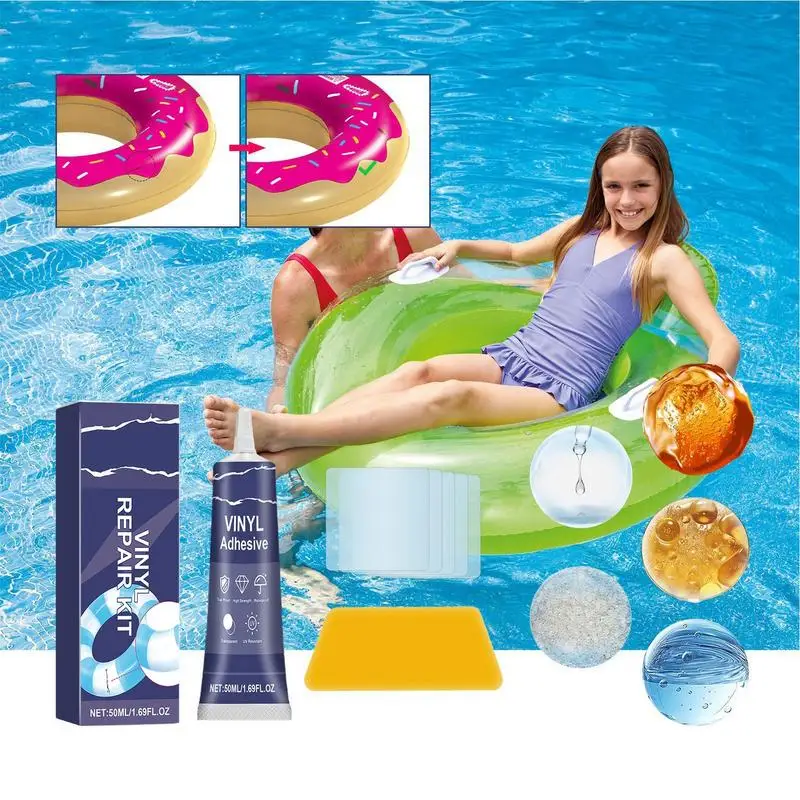Inflatable Patch Repair Kit Raft Patch Kit With 50ml Glue For Repair Air Bed Repair Patches Pool Liner Patch Repair Inflatable 3