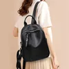ZENCY Genuine Cow Leather Silver Metal Hardware Women Black White Color Backpacks Young Girl First Layer Cowhide Shooping Bag 4
