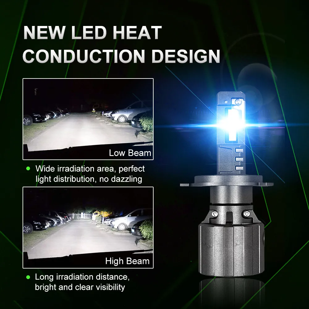 EURS P19 NEW 2PCS Car H4 H7 H11 Led Headlight Bulb H1 9005 9006 LED H8 9012 5202 12V 24 6500K 65W Auto Light Fog Lamp Bulb
