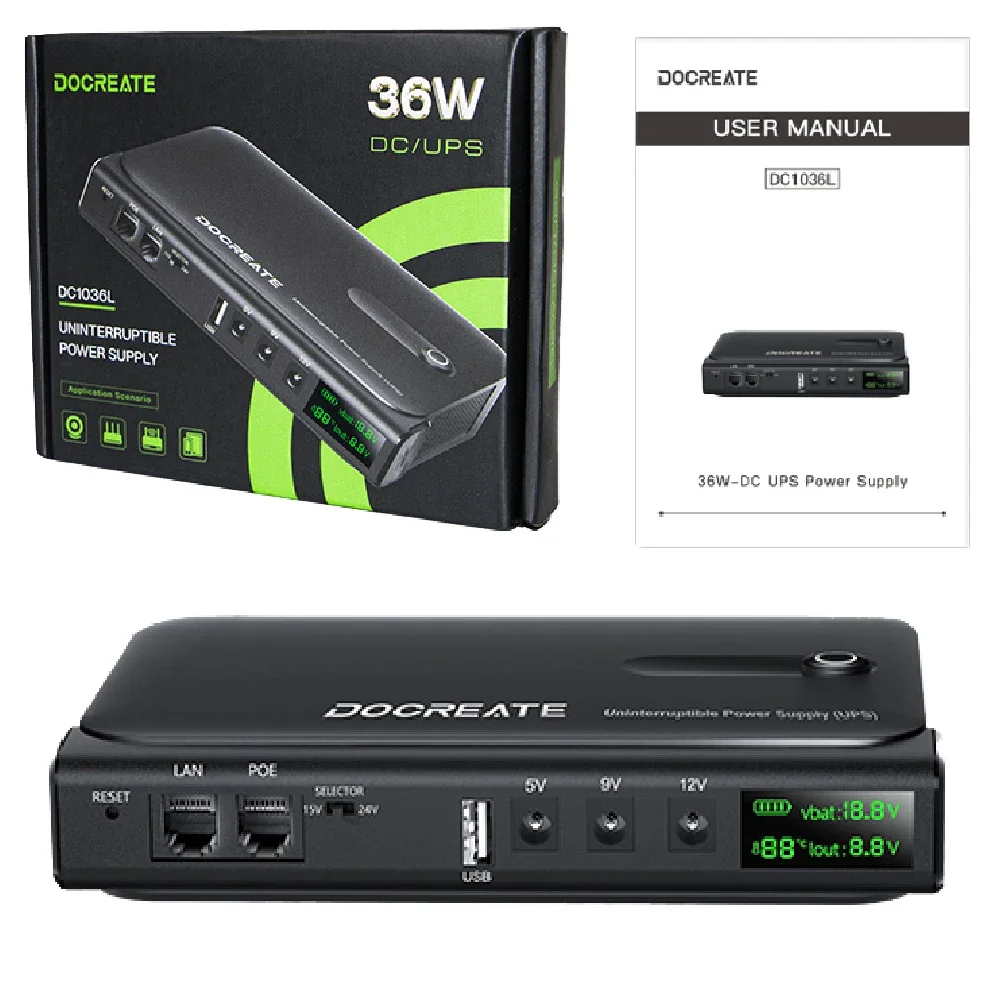 Universal 36W UPS Uninterruptible Power Supply with Replaceable Battery