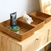 Rectangular Straw Rattan Storage Baskets Woven Seagrass Storage Basket Handmade Desktop Storage Box Sundries Snack Organizer 6