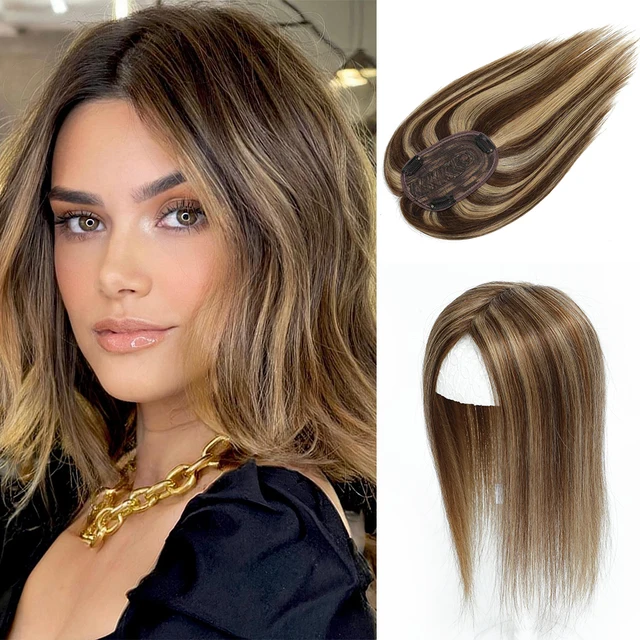 Topper avec Clips pour Femmes, Extensions de Cheveux 100% Naturels Remy, Cheveux Fins, réinitialisation en une Pièce, 25-45cm 1