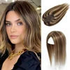 25-45cm Womens Hair Topper with Clips 100% Remy Human Hair Toppers for Thin Hair Natural Color Clip In One Piece Hair Extensions