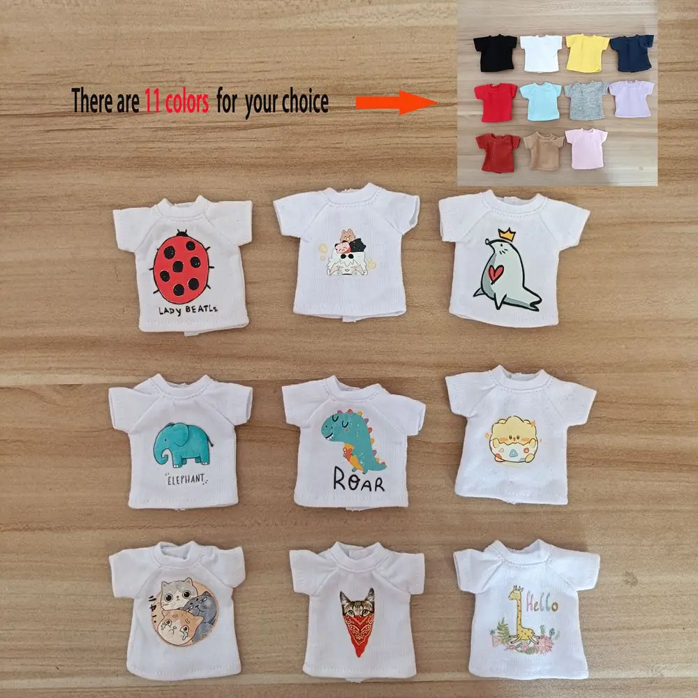 

New OB11 Clothes Cartoon Pattern Cute T-shirt Suitable for obitsu11 Molly 1/8 1/10 Dolls 1/12 BJD Shirts Accessories