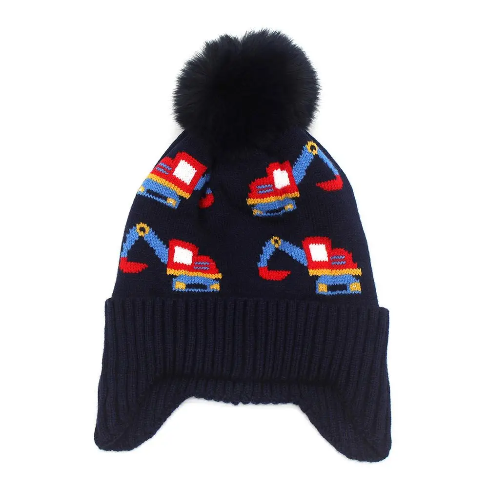 Winter Baby Hat Pompom Fleece Lining Baby Beanie Infant Bonnet Kids Cap for Girls Boys Bobble Kids Hat for Children 2-7Y