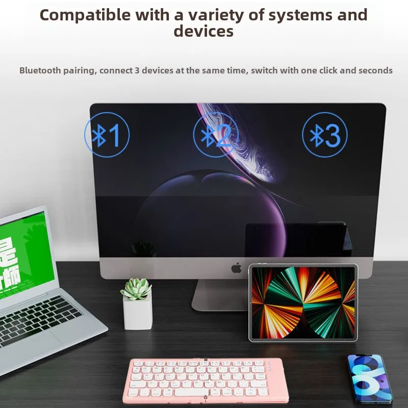 Beauty mirror wireless bluetooth folding keyboard suitable for ipad phablet mobile phone notebook universal portable small