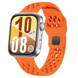 Breathable and Comfortable Sports Silicone Strap - Easy Adjustment Bracelet for Huawei Watch Fit 4 - 5 (Orange)
