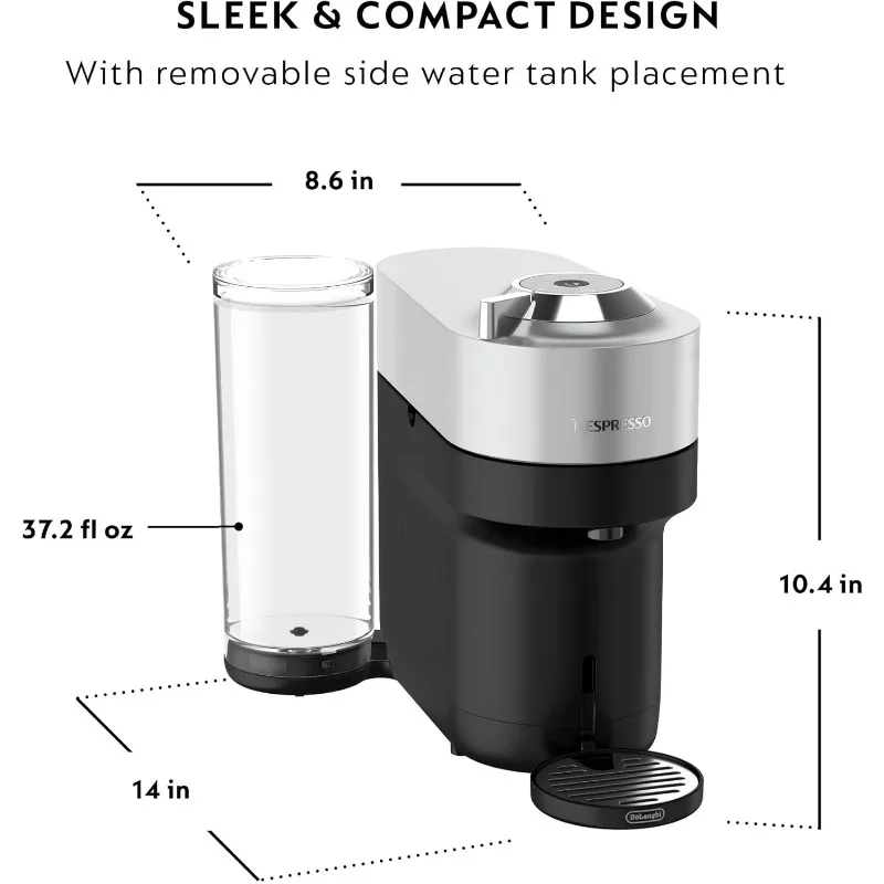 Nespresso Vertuo Pop+ Deluxe Coffee and Espresso Machine by De'Longhi, 120 Volts, Silver 6