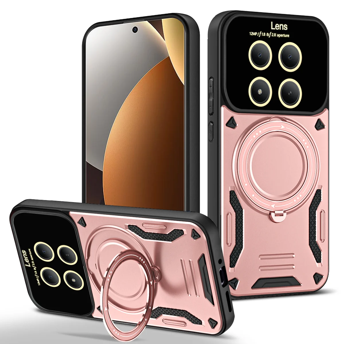 360-Degree Rotating Magnetic Bracket Armored Phone Case with Magsafe Protective Cover