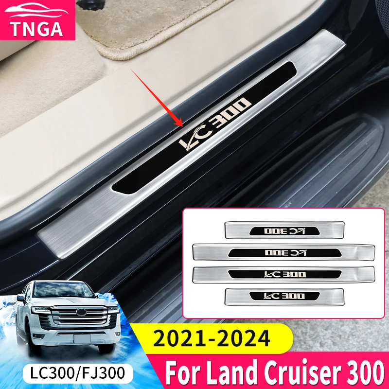 

stainless steel car threshold protection For Toyota Land Cruiser 300 2021-2024 LC300 Interior modification Upgraded accessories