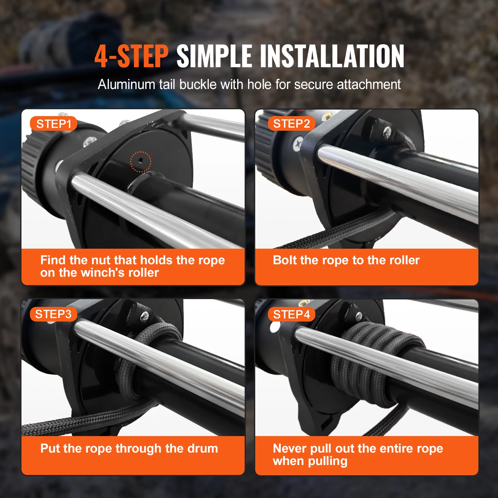 Synthetic Winch Rope for Off Road Vehicles