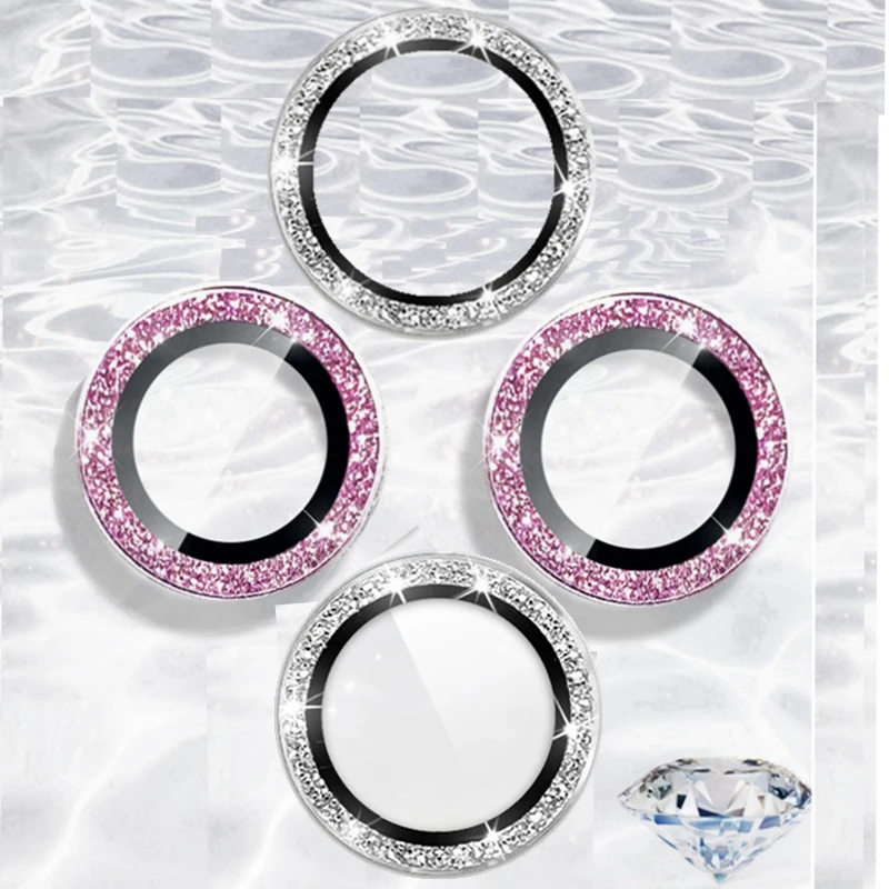 Bling Glitter Metal Camera Lens Protector - 2-3 Piece Set