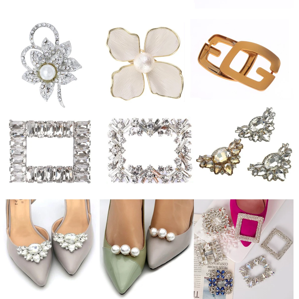 1PC New Lady Women Elegant Shoe Clip Shiny Rhinestone Decorative Clips Bridal High Heel Charm Buckle Shoes Rhinstones Ornament