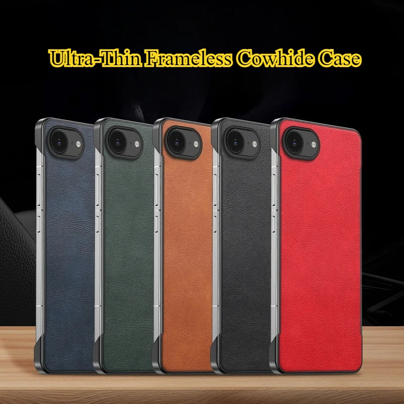 Ultra-Thin Frameless Leather Shockproof Phone Case - Hard Protective Back Cover & Bumper