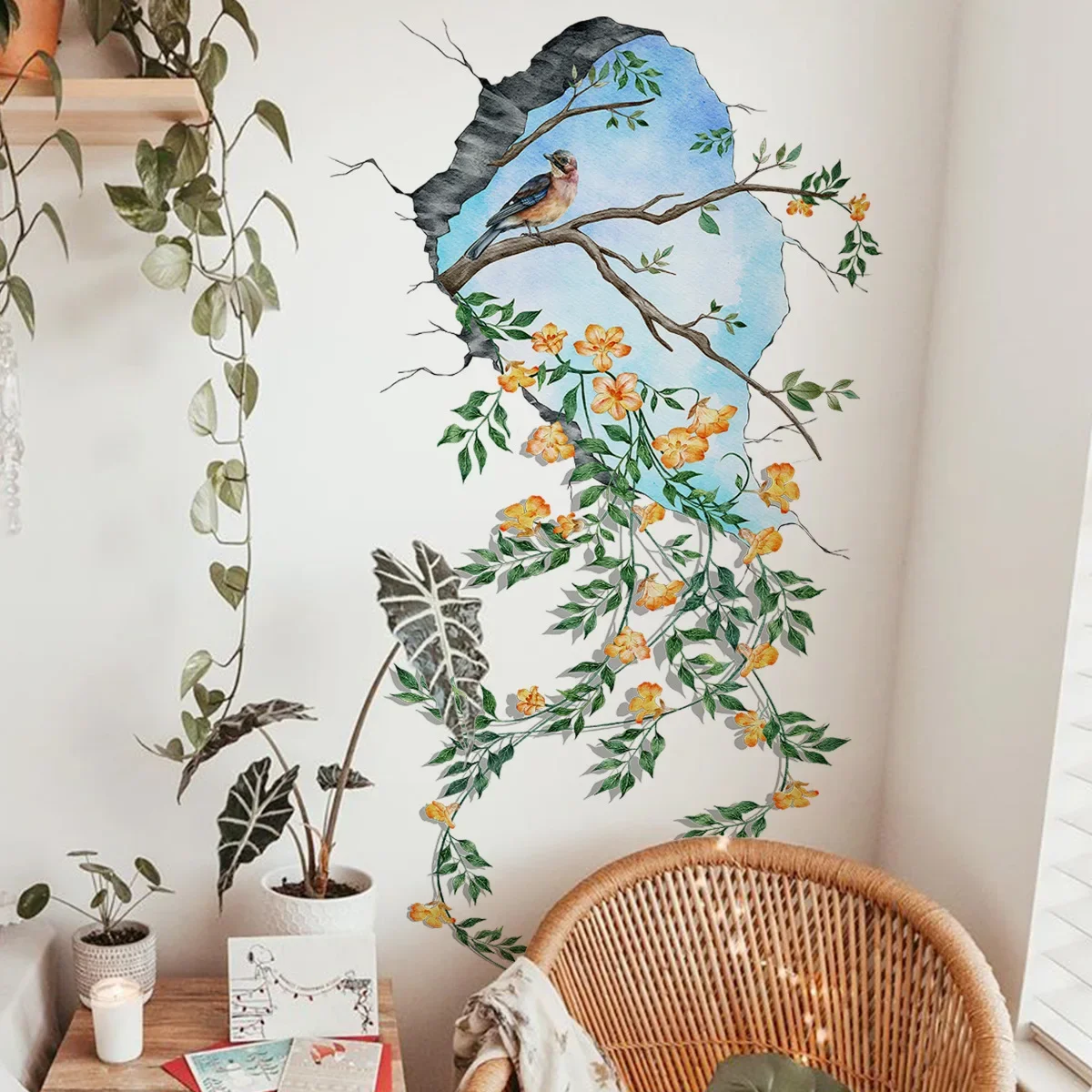 

Branch Bird Wall Sticker Kids Room Background Home Decoration Mural Living Room Wallpaper Funny Decal