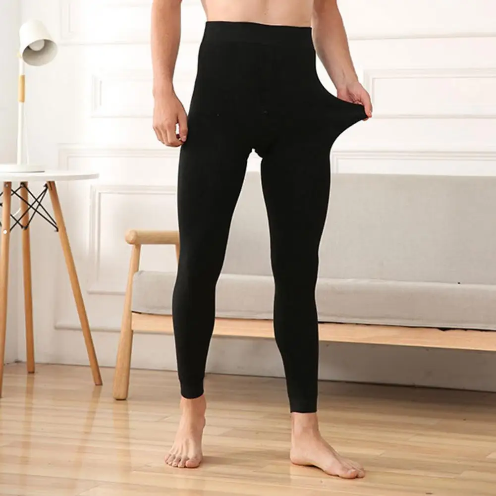 Winter Base Pants Elastic Waist Thicken Hip Lift Fleece Solid Color Cold-proof Slim Fit One Size Men Trousers for Inner Wear boliyae high waist slim elastic jeans women water proof antifouling grease proof denim pants y2k high street straight trousers