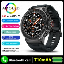 Premium Men's Smart Watch with GPS Tracking and Bluetooth Calling - Ultra HD AMOLED Display and Long-Lasting Battery (Black silicone belt)