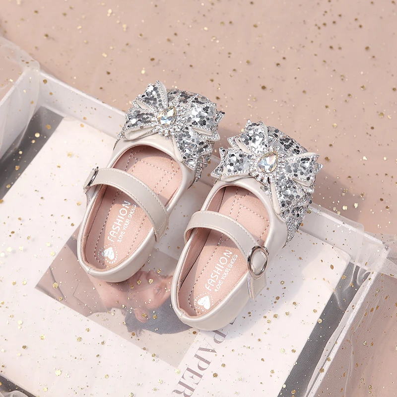 Glitter Kids Ankle Strap Shoes for Girls Party