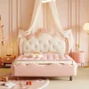 Pretty Modern Girls Double Bed Frame Elegant Princess Cute Light Luxury Children Bed Loft Villa Kinderbett Bedroom Furniture 1
