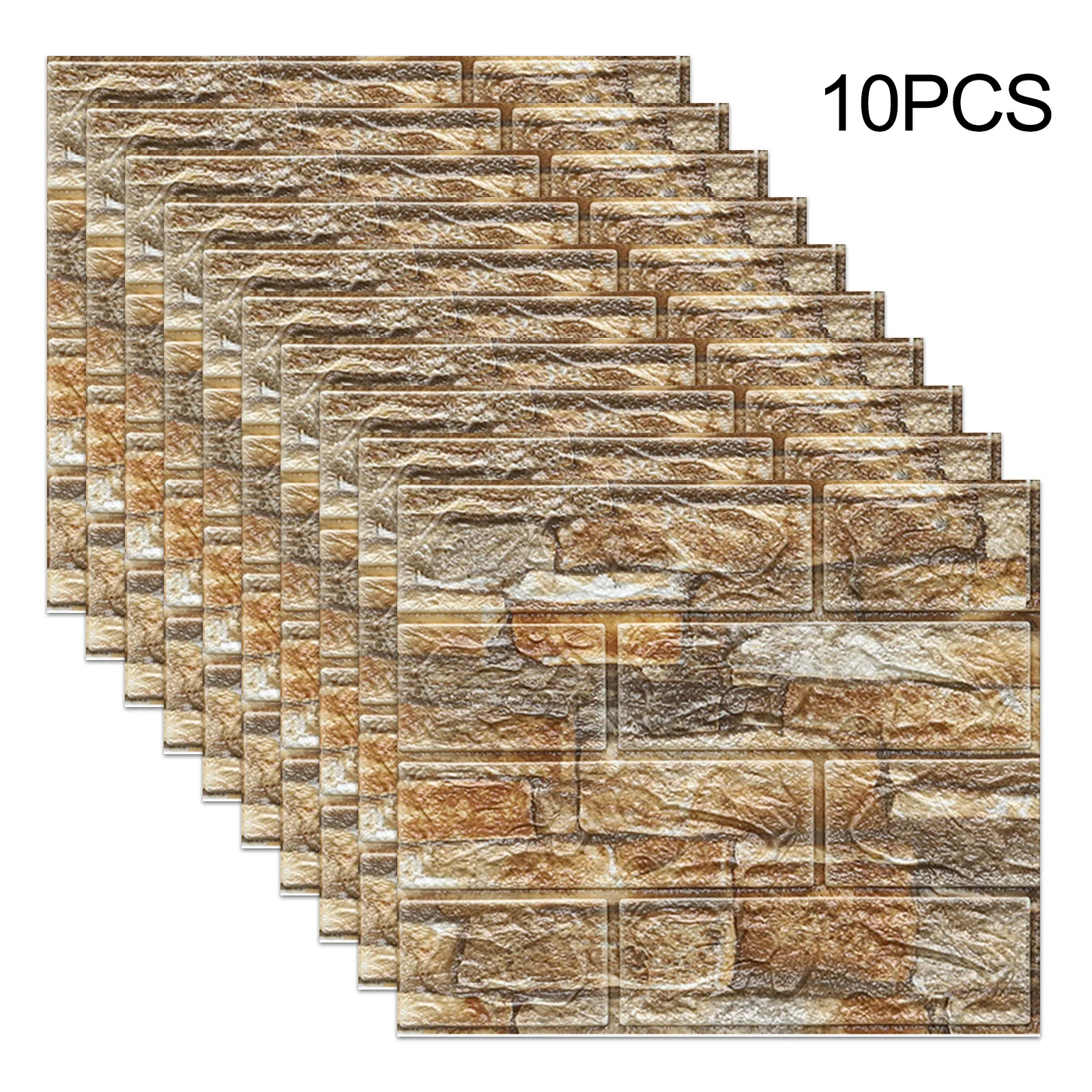 

10PCS 3D Wall Sticker Self-Adhesive Tile Stone Brick Wall Sticker Soft Foam Panels 350*300mm Kitchen Bedroom Living Room