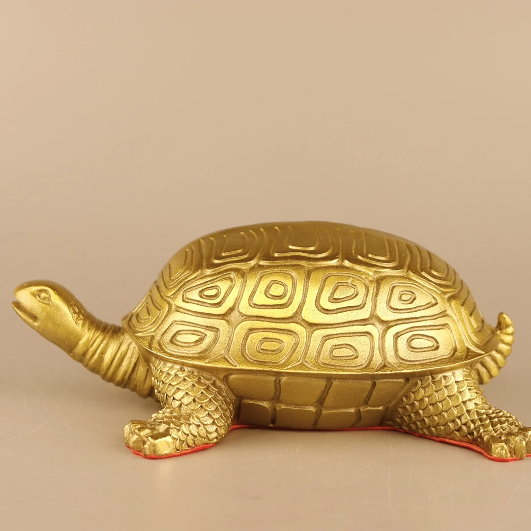 

8"Tibetan Temple Collection Old Brass Millennium Turtle Statue Longevity Turtle Gather wealth Ornaments Town House Exorcism