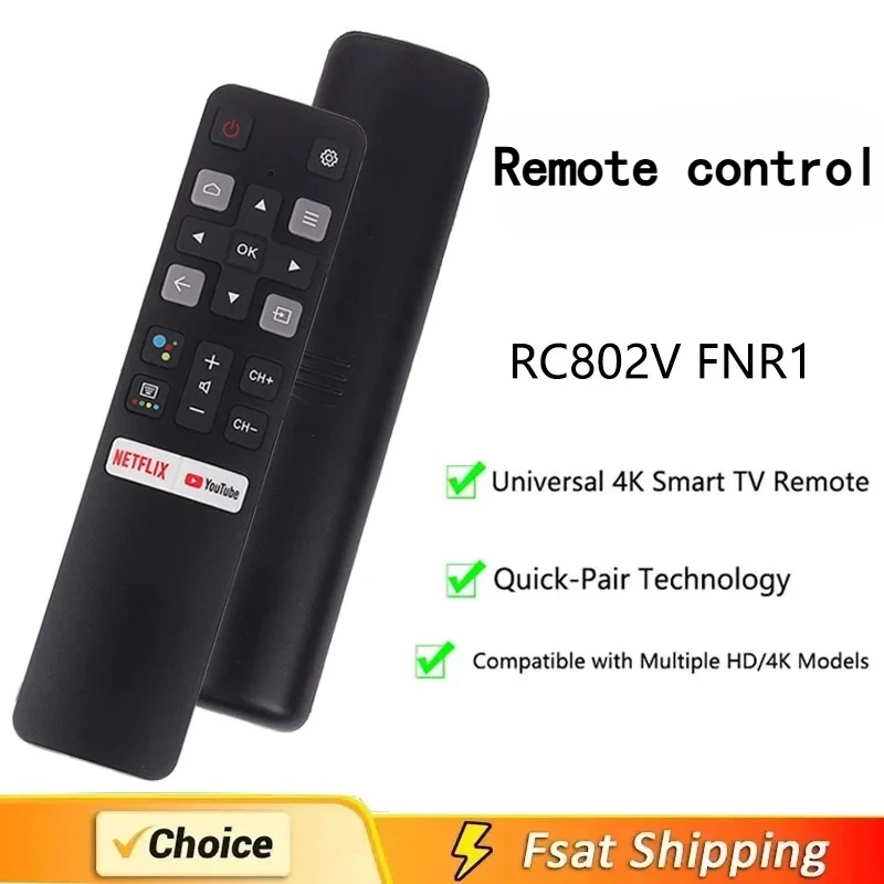 TV 원격 제어에 적합한 TCL 적외선 원격 제어용 스마트 홈 RC802V FMR1 FMR2 FLR1 FUR5 FUR7 FUR6 음성 Com 없음