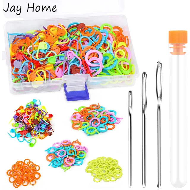 Plastic Knit Counter Knitting Crochet Stitch Marker Row Ring Sewing Tool  Craft Accessories Two Color(One Set)