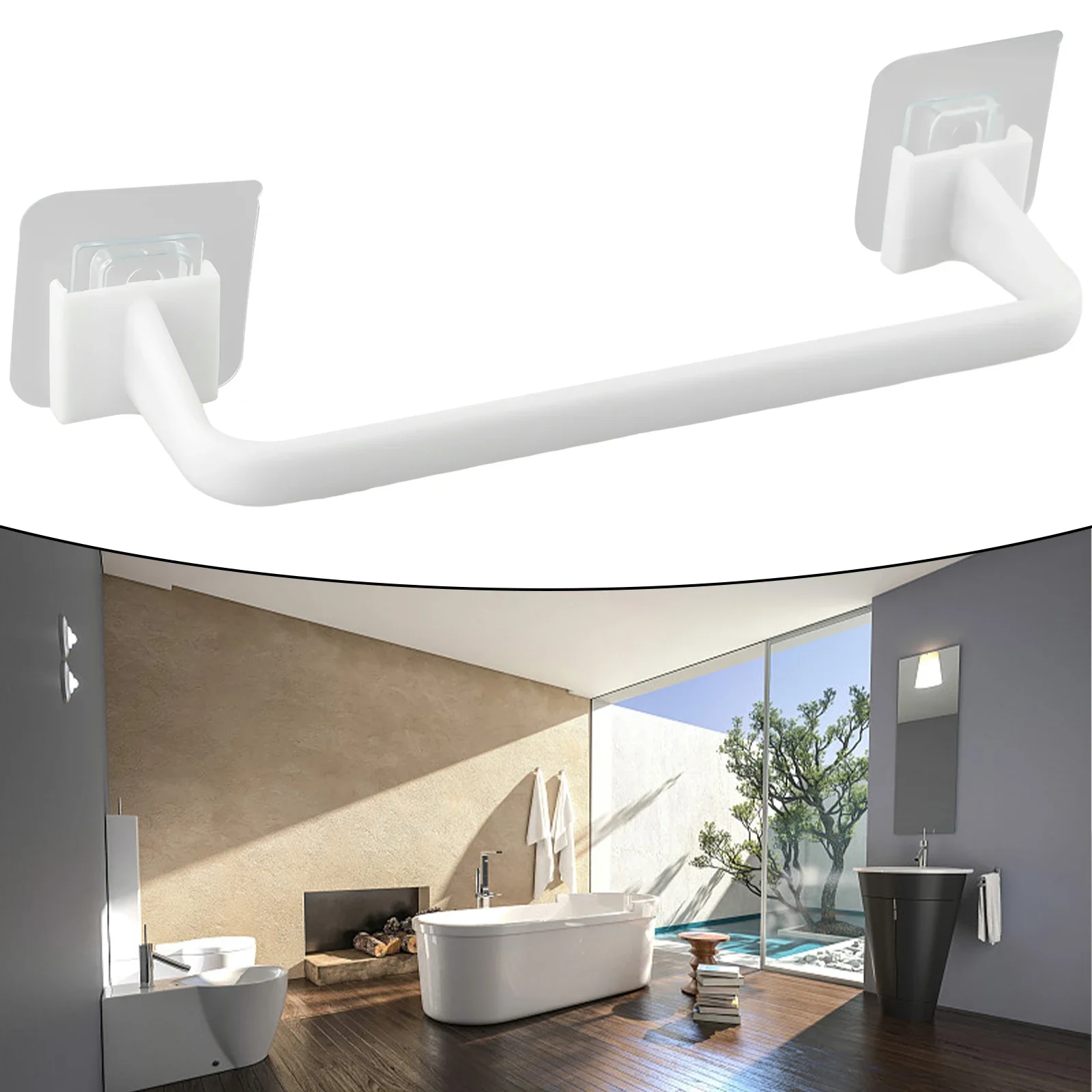 

Punch-free Self-Adhesive Towel Rod Towel Bar Stick On Wall Bath Towel Holder Rail Rack Suitable For Flat Smooth Surfaces