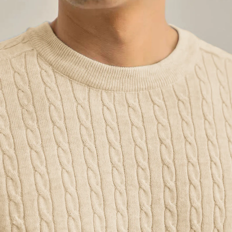 Animal Game Men's Crewneck Knit Sweater Fit Long Cold Blouse Pullover Casual Sweaters Warm Twist Patterned Cable Work Jumper