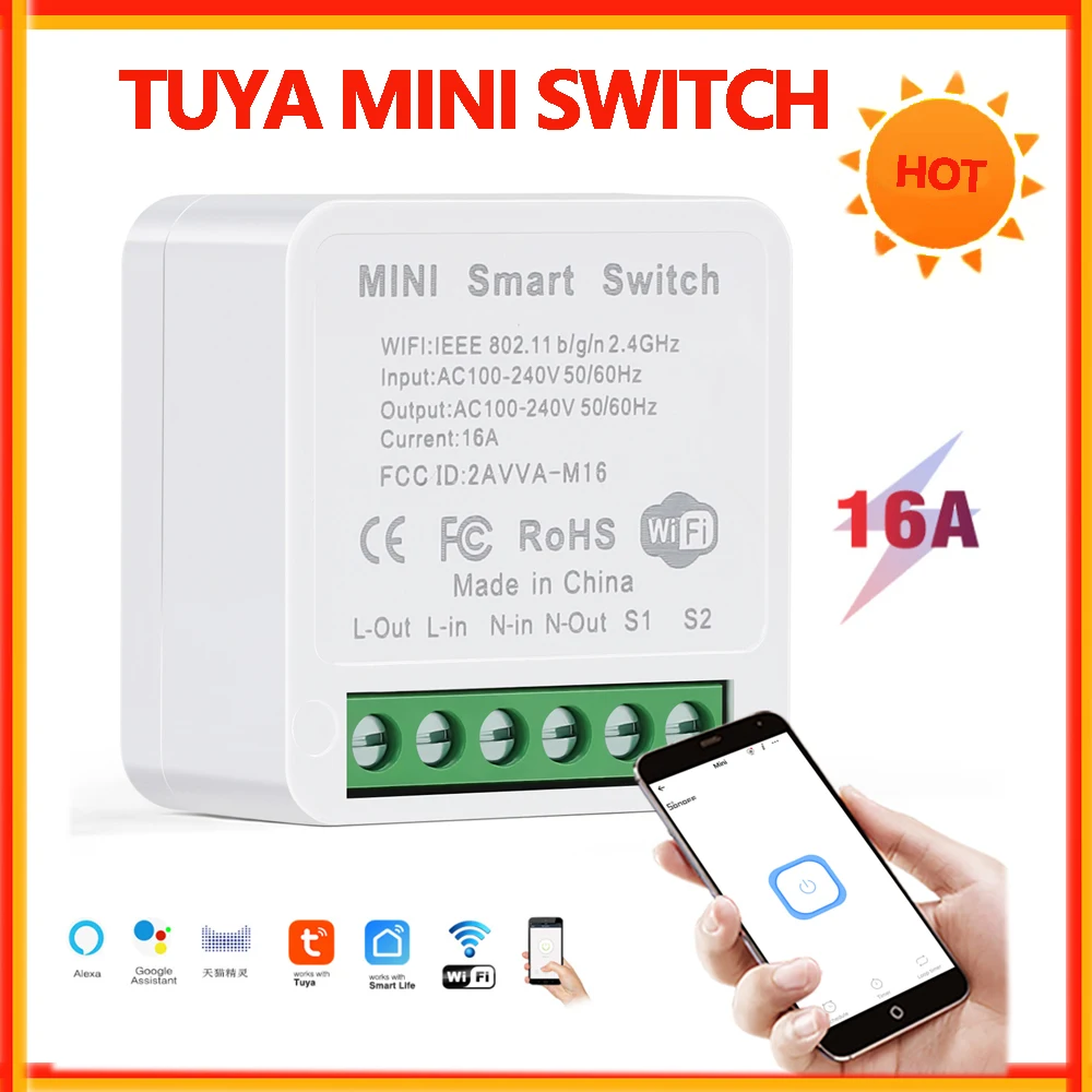 Tuya Mini Wifi Smart Switch Smart Home Remote Control 16a Timer Diy