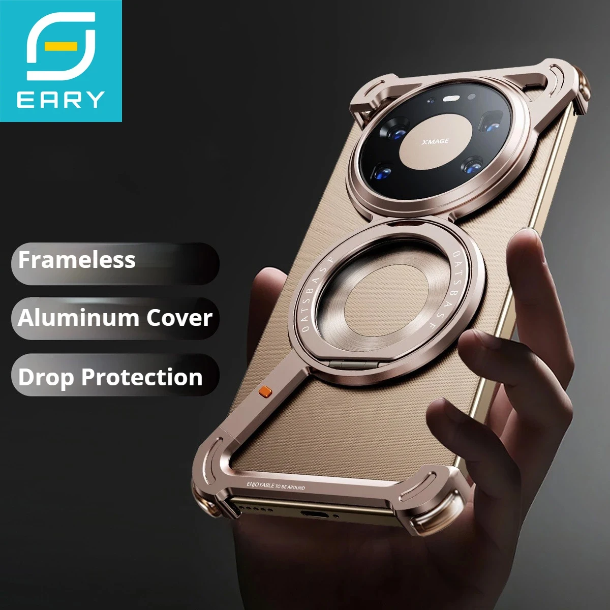 Eary Metal Phone Case with 360° Rotating Magnetic Kickstand and Shockproof Protection