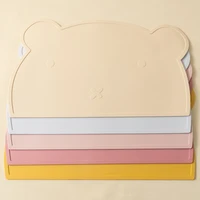 1PC Silicone Baby Placemat Waterproof Food Grade Table Mat Heat Insulation Baby Tableware Cute Cartoon Bear Shape Baby Stuff 1
