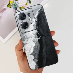Floral TPU Soft Silicone Black Phone Case with Astronaut Design for Infinix Hot 30 5G (831)