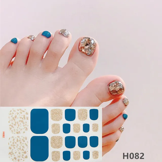 22tips Korea Toe Nail Sticker Wraps Adhesive Decals Toenail Polish Strips DIY Pedicure Foot Decals Manicure Women H082