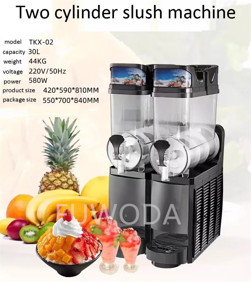 Commercial Frozen Drink Slush Machine 15L*2 Margarita Slush Soft Ice Cream Juice Machine 15L Each Bowl Smoothie Beverage Machine 2