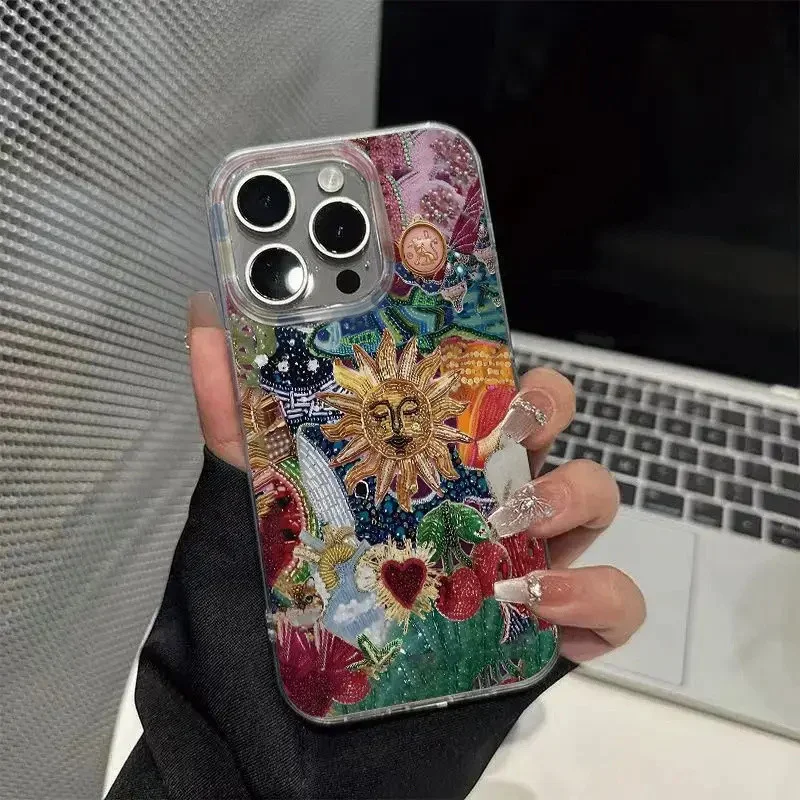Silver Plated Clear Cover Planet Fruit Phone Case