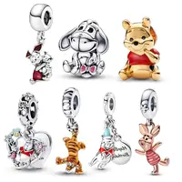 925 Sterling Silver The Winnie Bead Animal Piglet Eeyore Chamrs Fit Original Pendolo Stitch Bracelet DIY Making Bead 1