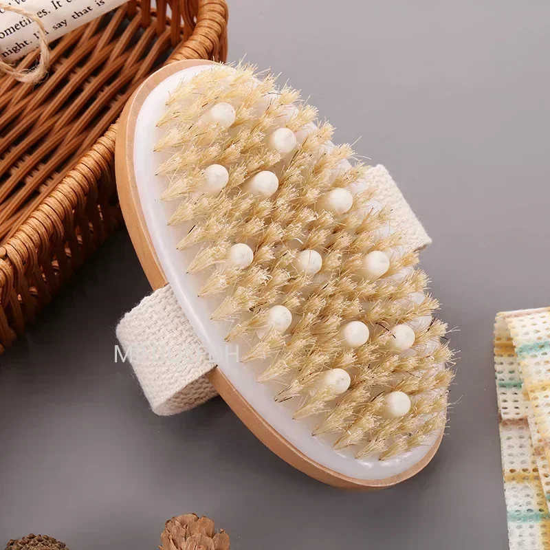 Dry Skin Body Massage Brush Natural Bristle Dead Skin Remover Anti Cellulite Exfoliates Blood Circulation Massage Tools