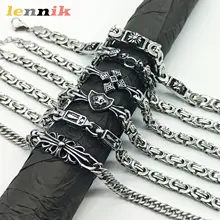LENNIK 남성용 스테인레스 스틸 팔찌, 퇴색 없음, 미니멀리스트 및 복고풍, 힙합 바이브, 다용도 트렌디 액세서리, 세련된 주얼리