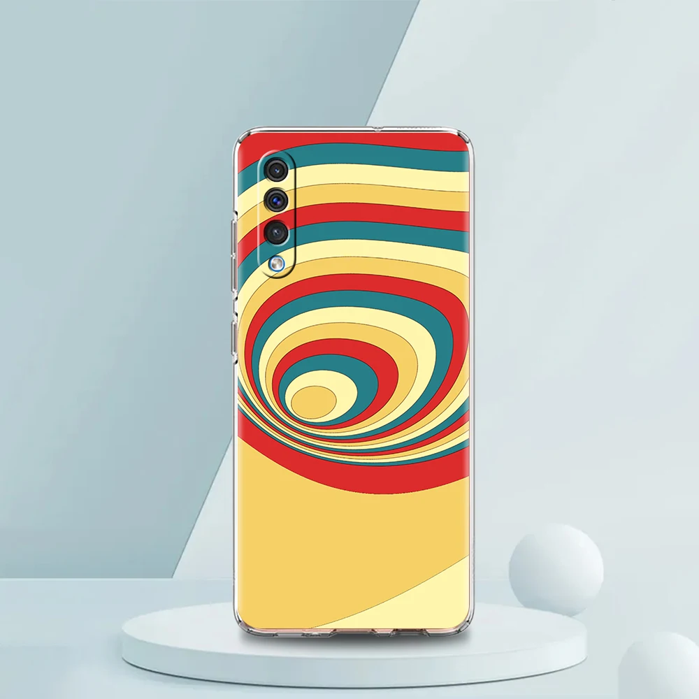 Retro Rainbow Stripe Art Silicon Transparent Phone Case Bag